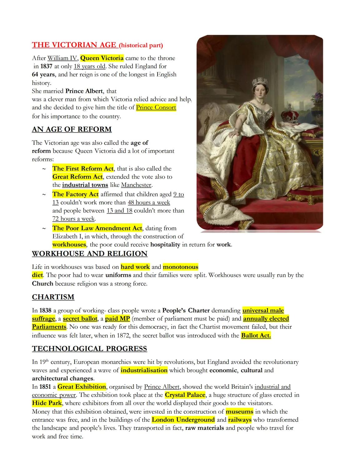 THE VICTORIAN AGE (historical part)
After William IV, Queen Victoria came to the throne
in 1837 at only 18 years old. She ruled England for
