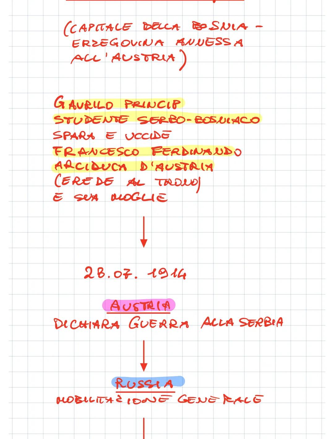 1° GUERRA MONDIALE
TRIPLICE
ALLEANZA
1.
GERMANIA
2. IMP. AUSTR.-
UNGAR.
EUROPA
3. ITALIA
TRIPLICE
INTESA
FRANCIA
2. INGHILT.
3. RUSSIA
CAUSE
