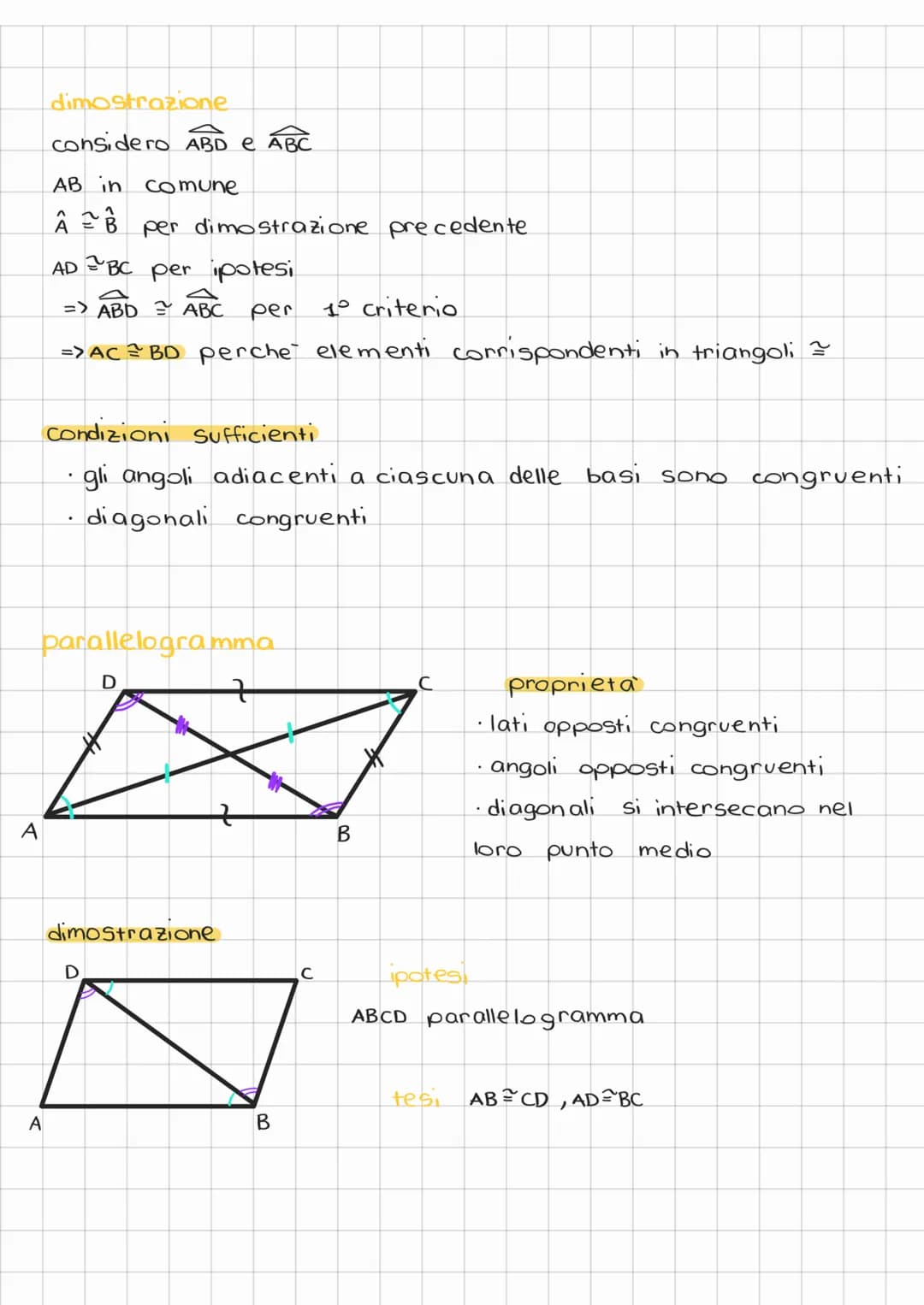 RIPASSO QUADRILATERI
trapezio isoscele
A
A
D
dimostrazione
J
B
H
4
с
к
B
dimostrazione
considero AHD e CKB
с
proprieta
.
• angoli adiacenti 
