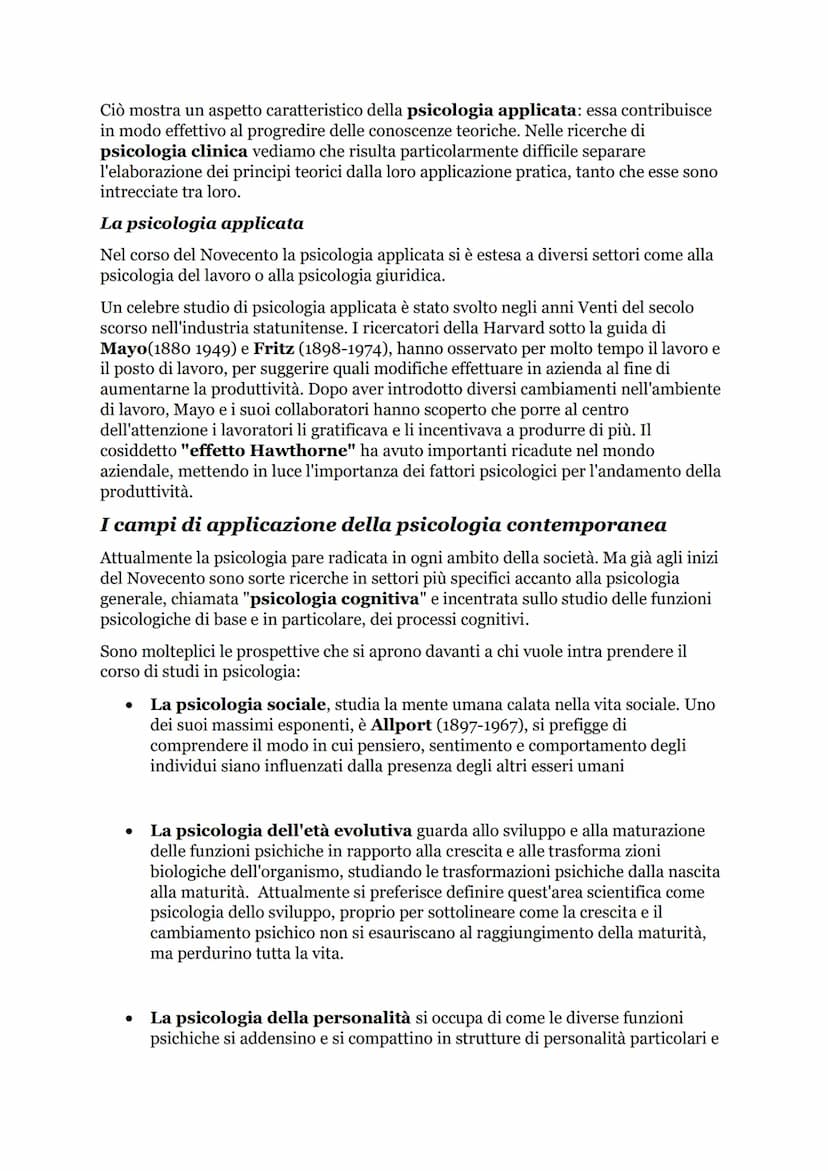 Psicologia
Scienza sperimentale che si propone di comprendere e spiegare la natura e il
funzionamento dei processi della mente e del comport