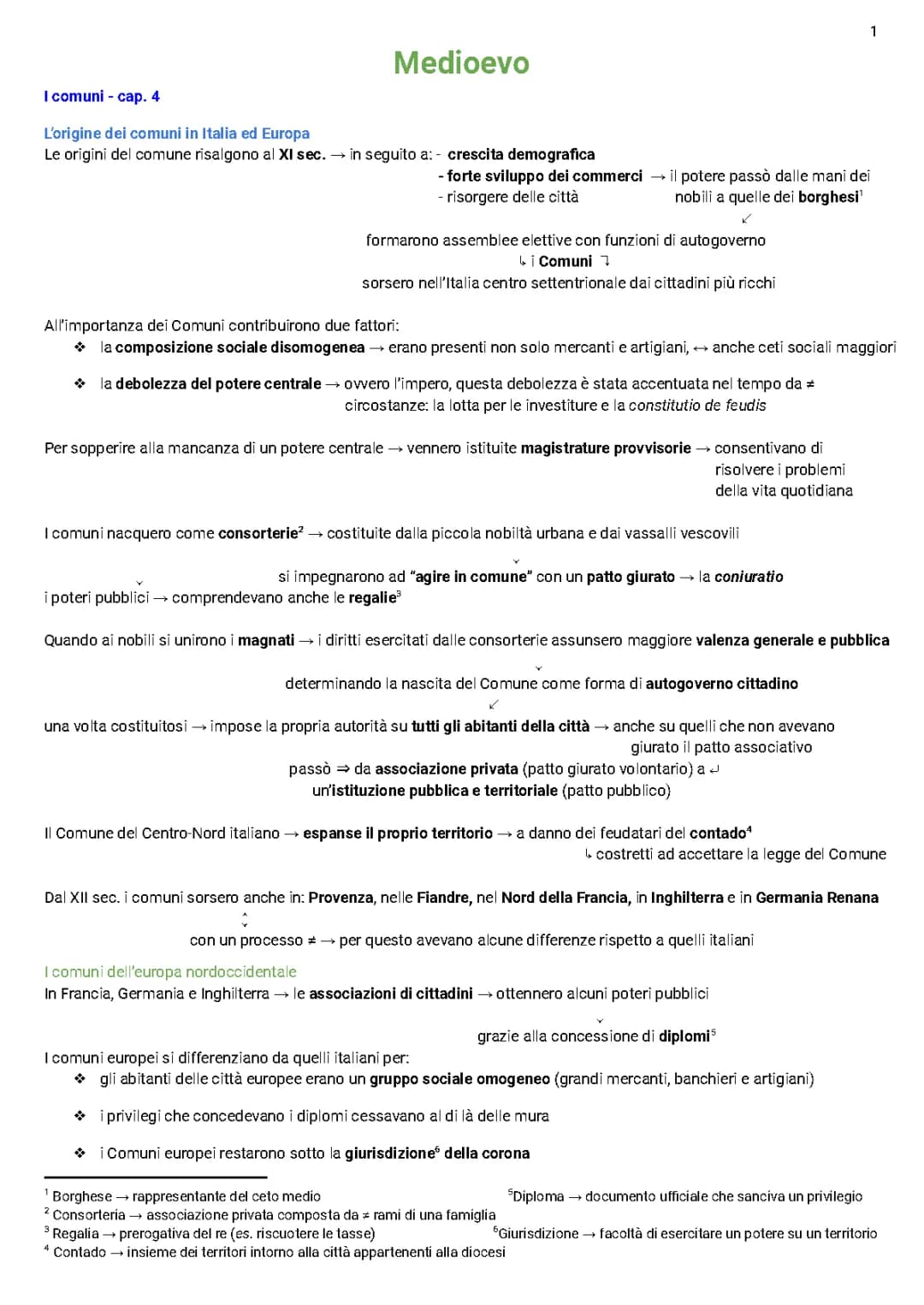 Schemi di storia: i comuni, universalismo e particolarismo, la crisi del 300 è guerra dei 100 anni