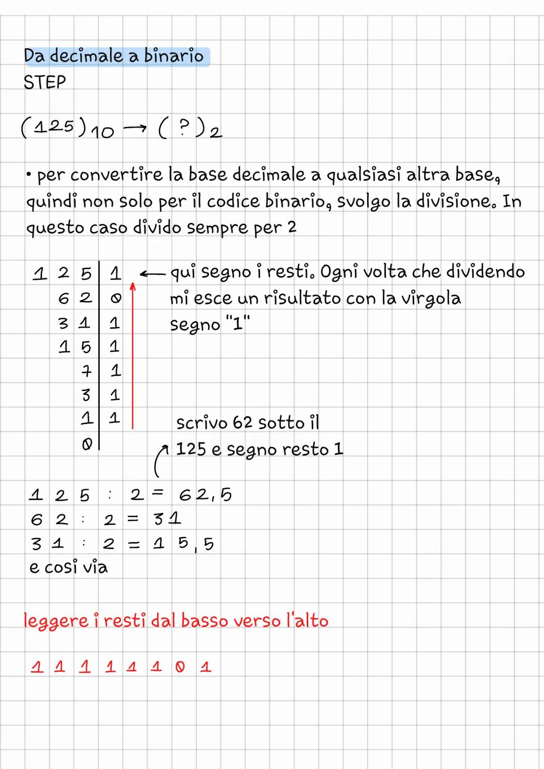 INFORMATICA
I codici e le conversioni
• codice binario
Il codice binario ha base 2, quindi avrà
solo due valori
Da binario a decimale
(1011)