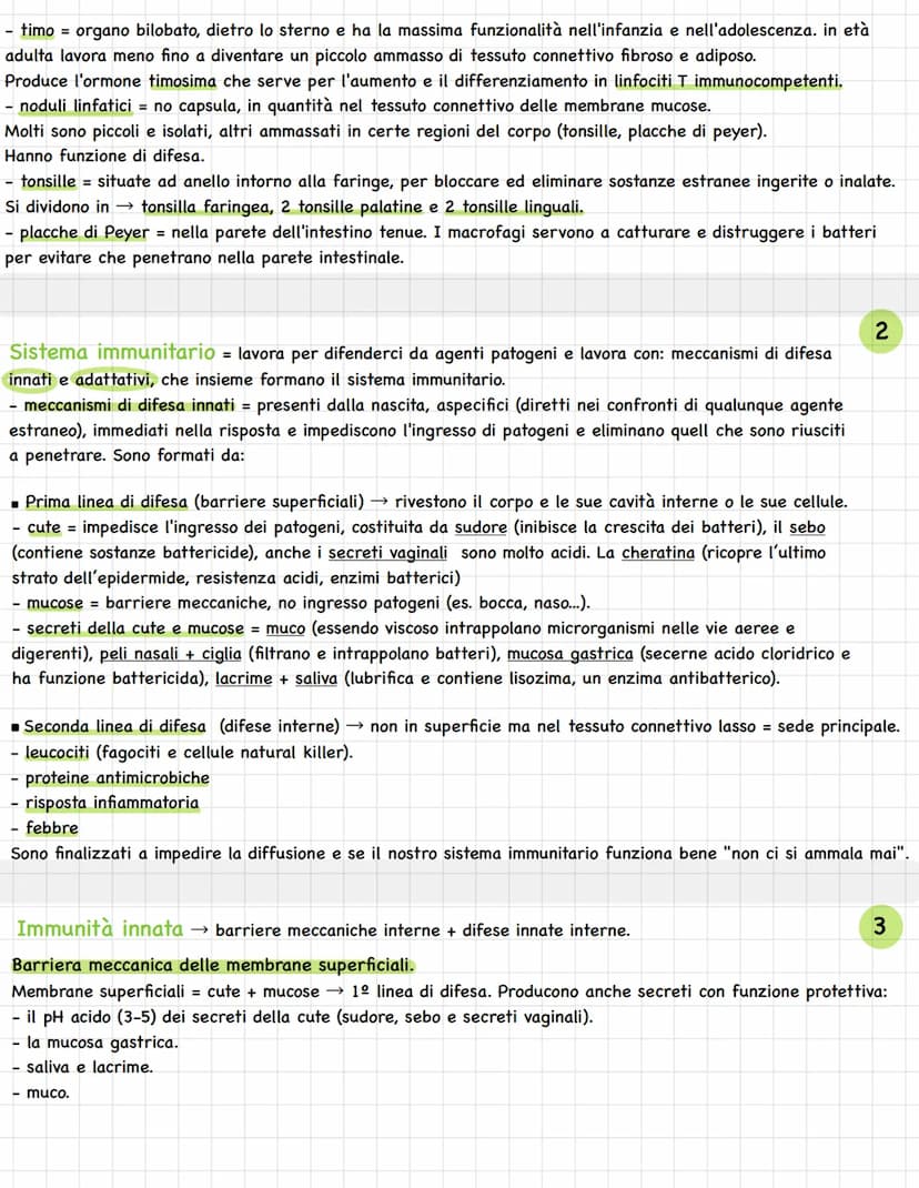 Sistema linfatico = insieme vasi= circolazione linfatica
Rete vasi linfatici → linfa.
Tessuti e organi linfoidi.
1
In alcuni tratti è parall