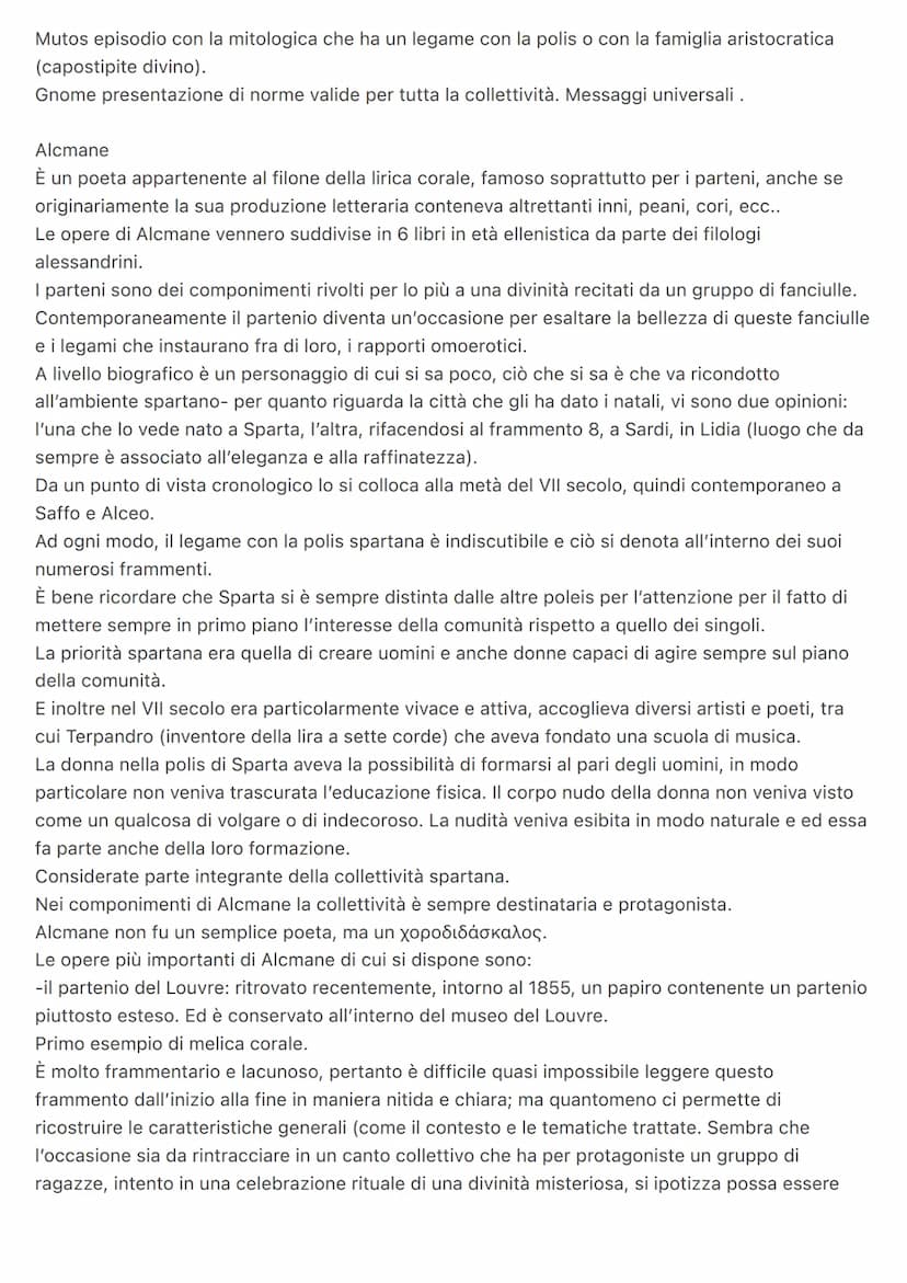 Greco Lirica corale
La lirica corale è una tipologia di poesia cantata da un coro e la particolarità di tale genere è il
fatto che rappresen