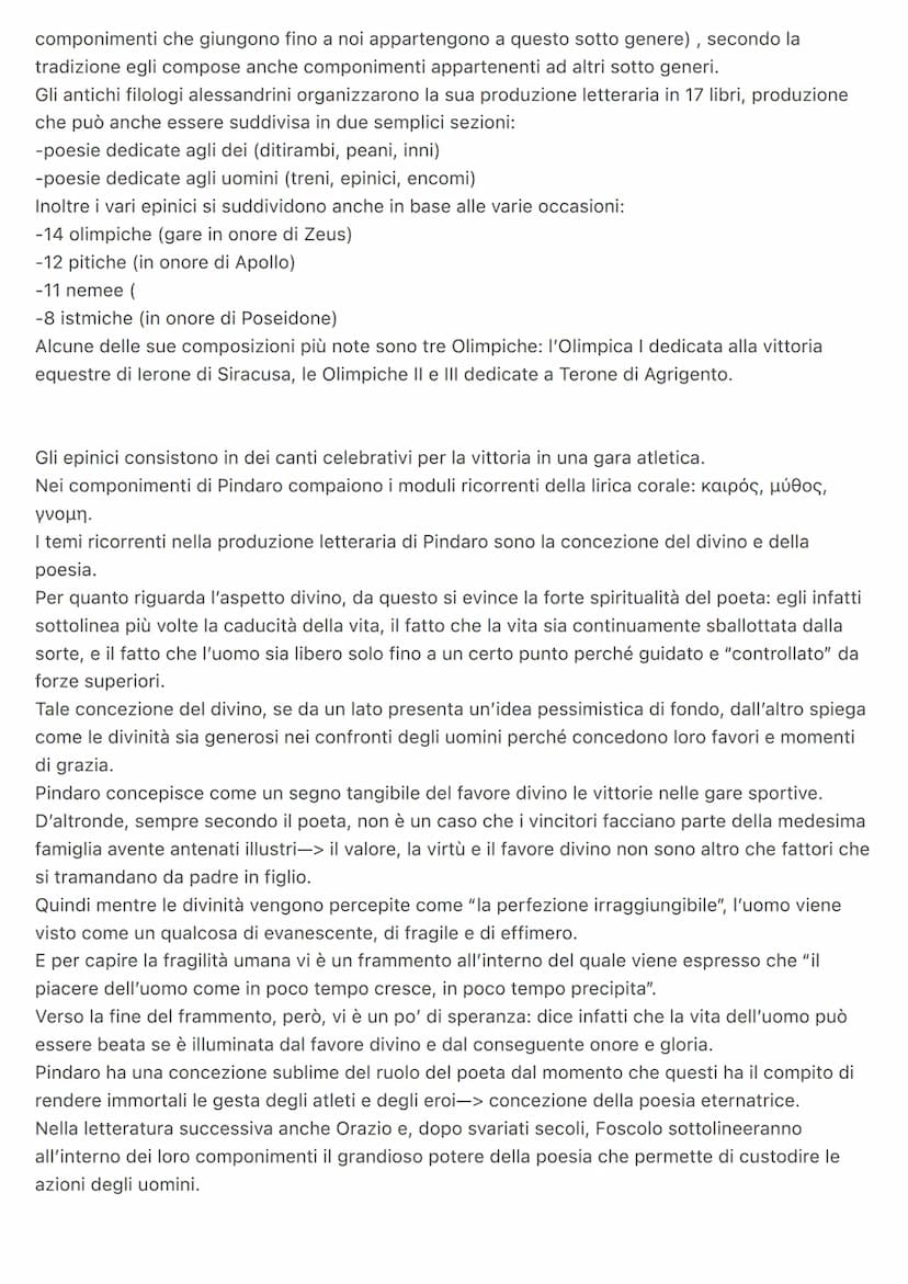 Greco Lirica corale
La lirica corale è una tipologia di poesia cantata da un coro e la particolarità di tale genere è il
fatto che rappresen