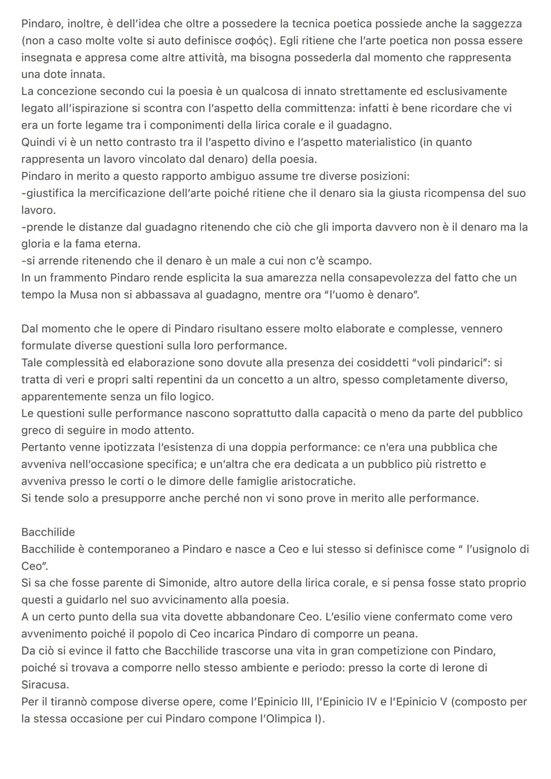 Greco Lirica corale
La lirica corale è una tipologia di poesia cantata da un coro e la particolarità di tale genere è il
fatto che rappresen