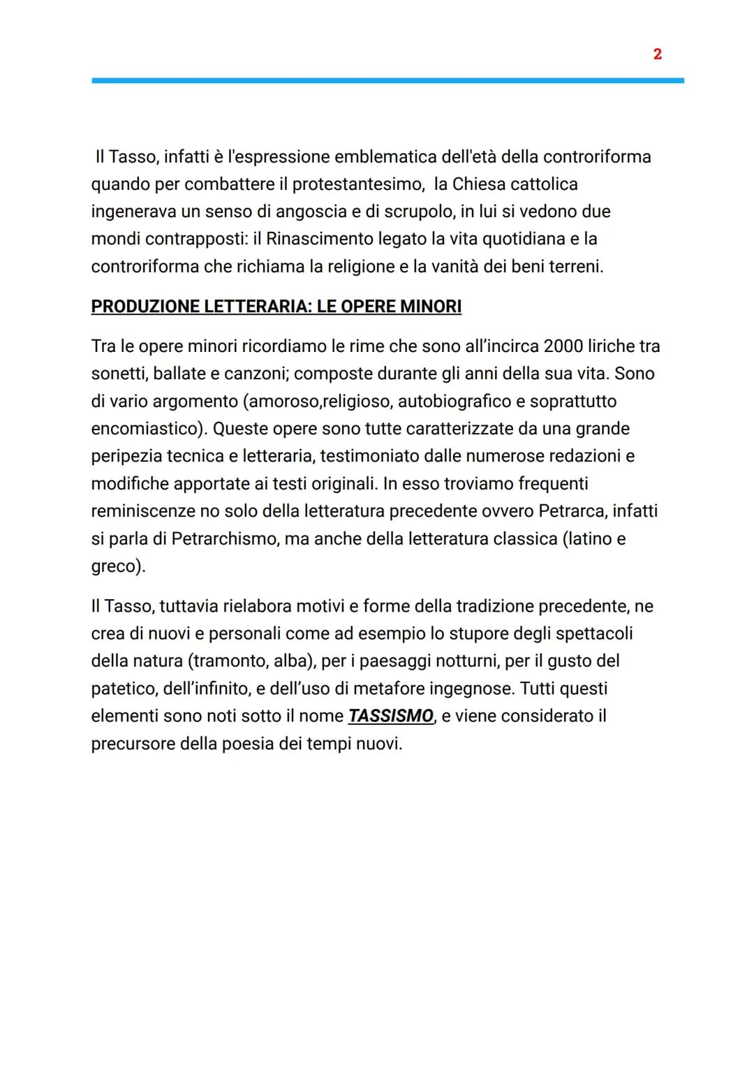 =
Torquato Tasso
Siamo nel 16esimo secolo; Torquato Tasso è il più significativo
esponente della cultura italiana della seconda metà del '50