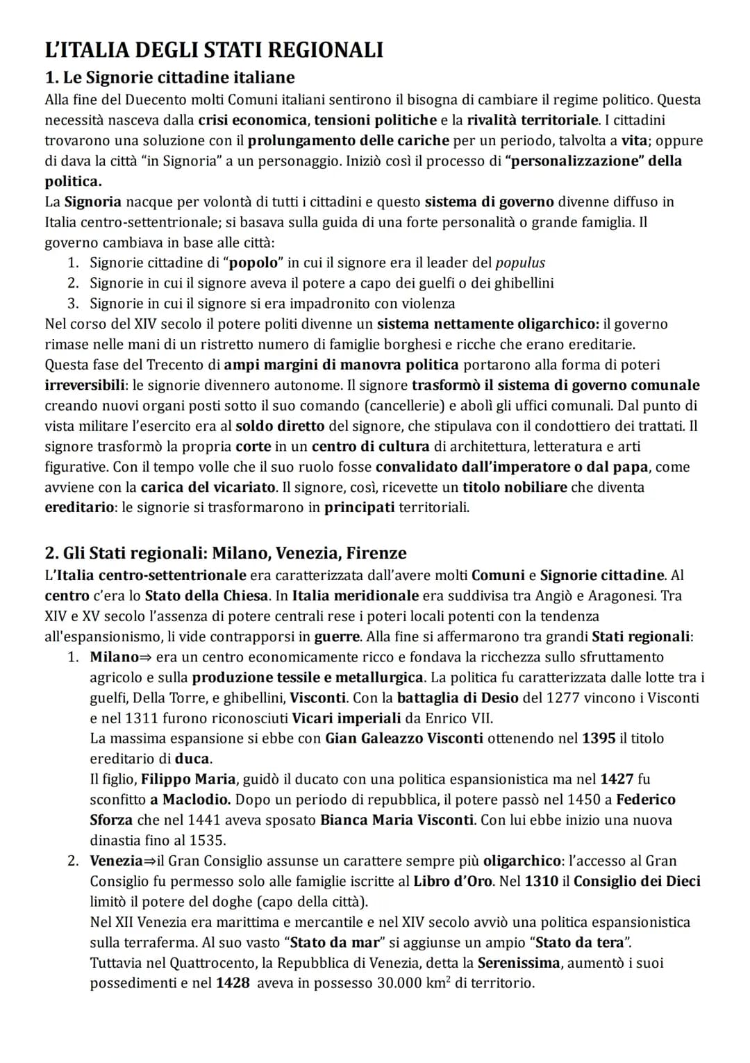 L'Italia degli Stati Regionali