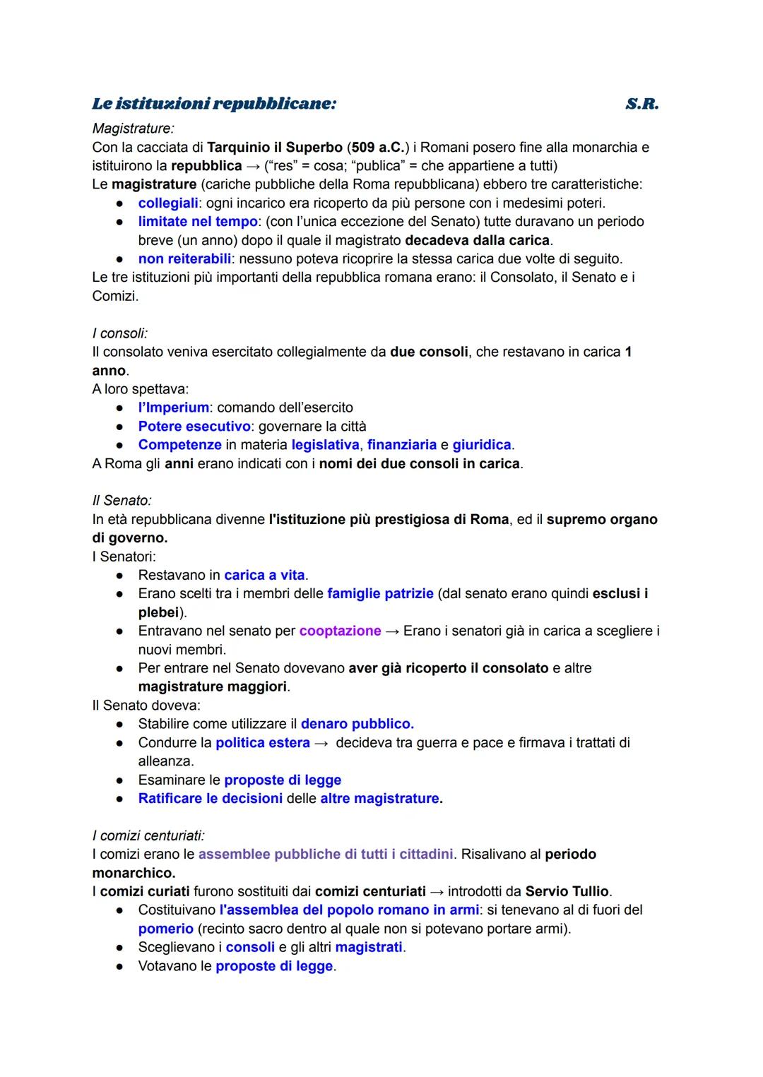 Le istituzioni della Repubblica Romana: Magistrature, Consoli, Senato e Comizi
