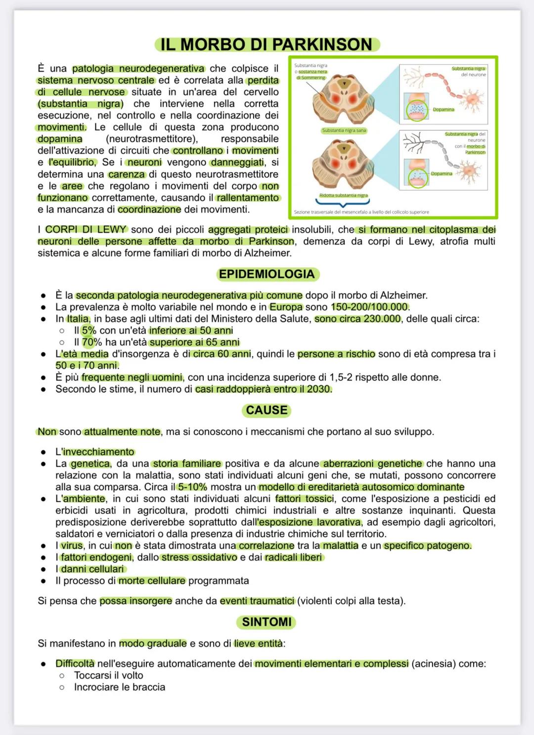 IL MORBO DI PARKINSON
Substantia nigra
o sostanza nera
di Sommering
È una patologia neurodegenerativa che colpisce il
sistema nervoso centra