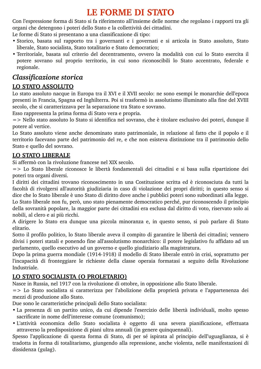 # LE FORME DI STATO

Con l'espressione forma di Stato si fa riferimento all'insieme delle norme che regolano i rapporti tra gli
organi che d