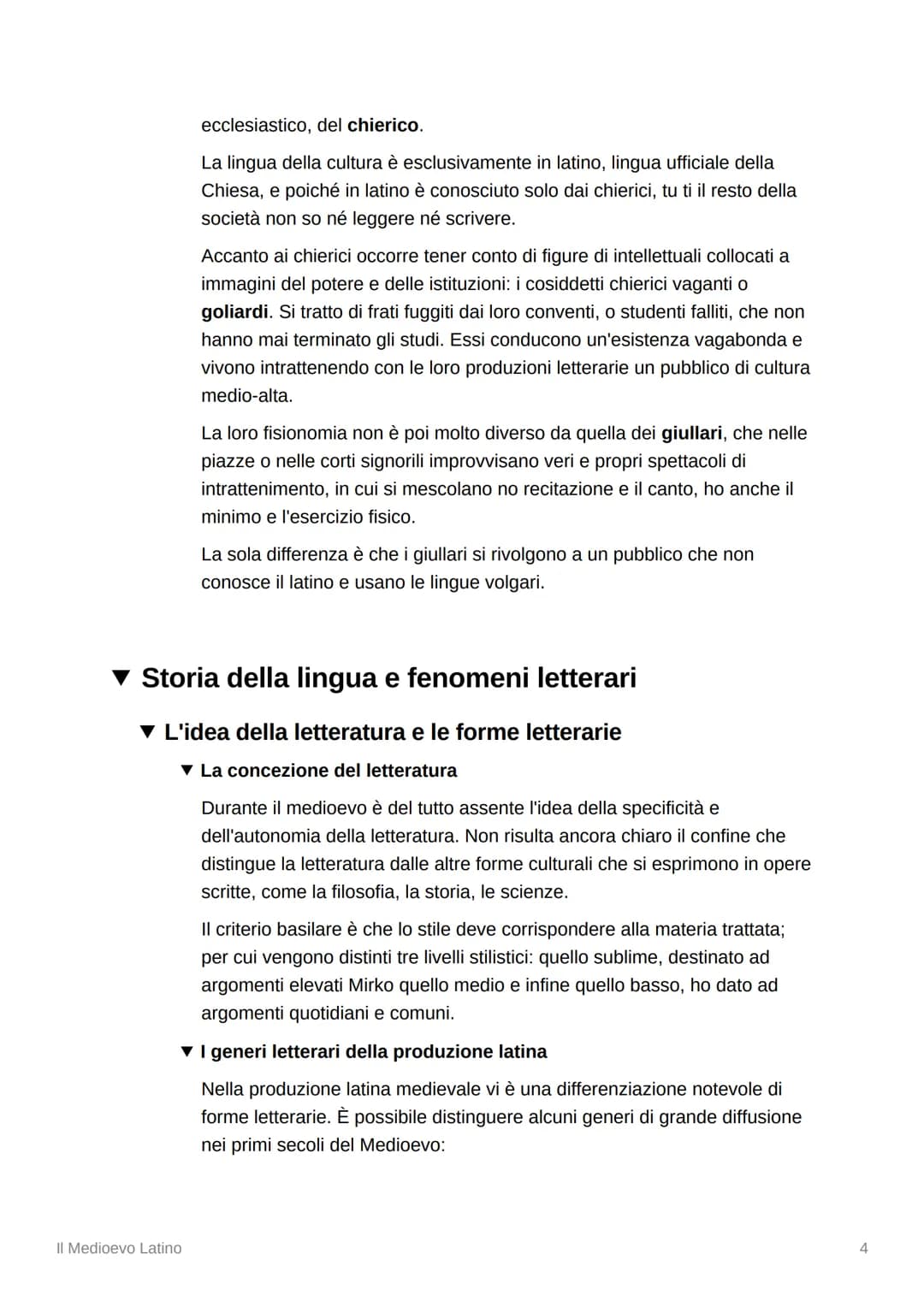 Il Medioevo Latino
▼ Società e cultura
I primi testi letterali in volgare compaiono in Italia nei primi decenni del 200, da
qui nasce la let