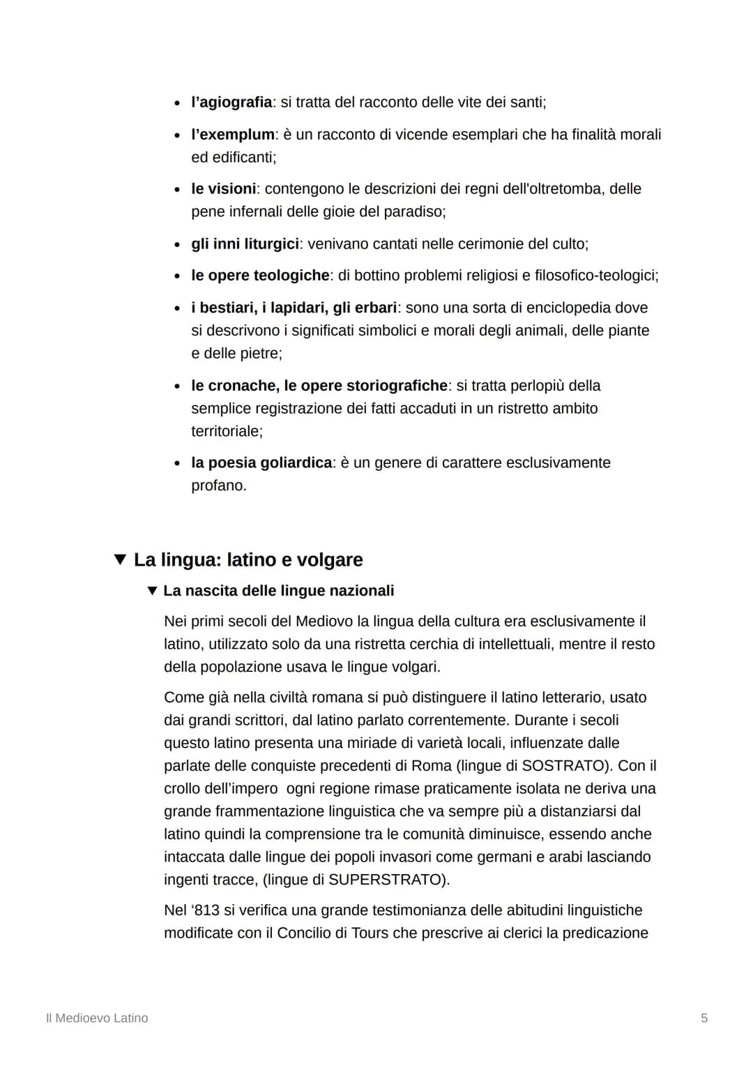 Il Medioevo Latino
▼ Società e cultura
I primi testi letterali in volgare compaiono in Italia nei primi decenni del 200, da
qui nasce la let
