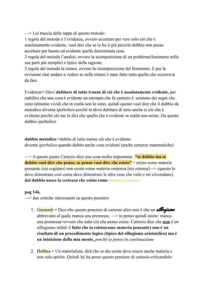 →Cartesio
Cartesio rappresenta il passaggio all'età moderna (dal rinascimento all'età moderna) e
soprattutto rappresenta il protagonista in 