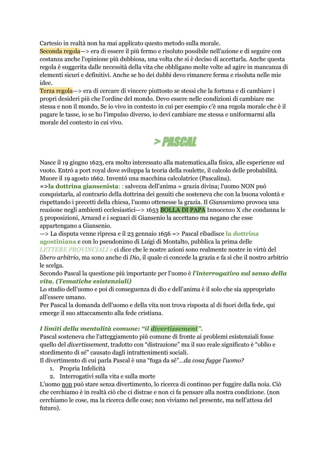 →Cartesio
Cartesio rappresenta il passaggio all'età moderna (dal rinascimento all'età moderna) e
soprattutto rappresenta il protagonista in 