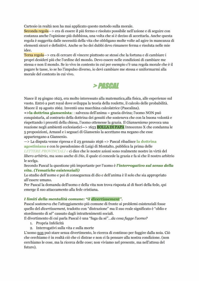 →Cartesio
Cartesio rappresenta il passaggio all'età moderna (dal rinascimento all'età moderna) e
soprattutto rappresenta il protagonista in 