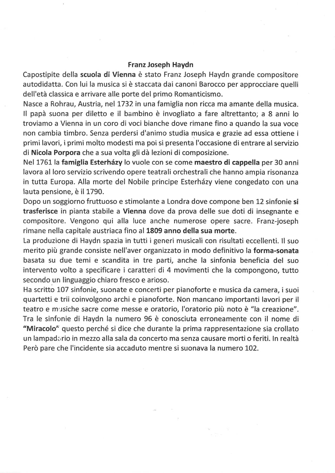 
<p>Franz Joseph Haydn è il capostipite della scuola di Vienna ed è stato un grande compositore autodidatta. Con lui, la musica si è distacc