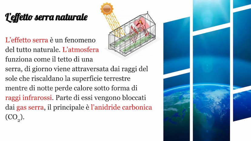L'EFFETTO SERRA
luigi Tarantino 1/1 L'effetto serra naturale
L'effetto serra è un fenomeno
del tutto naturale. L'atmosfera
funziona come il 