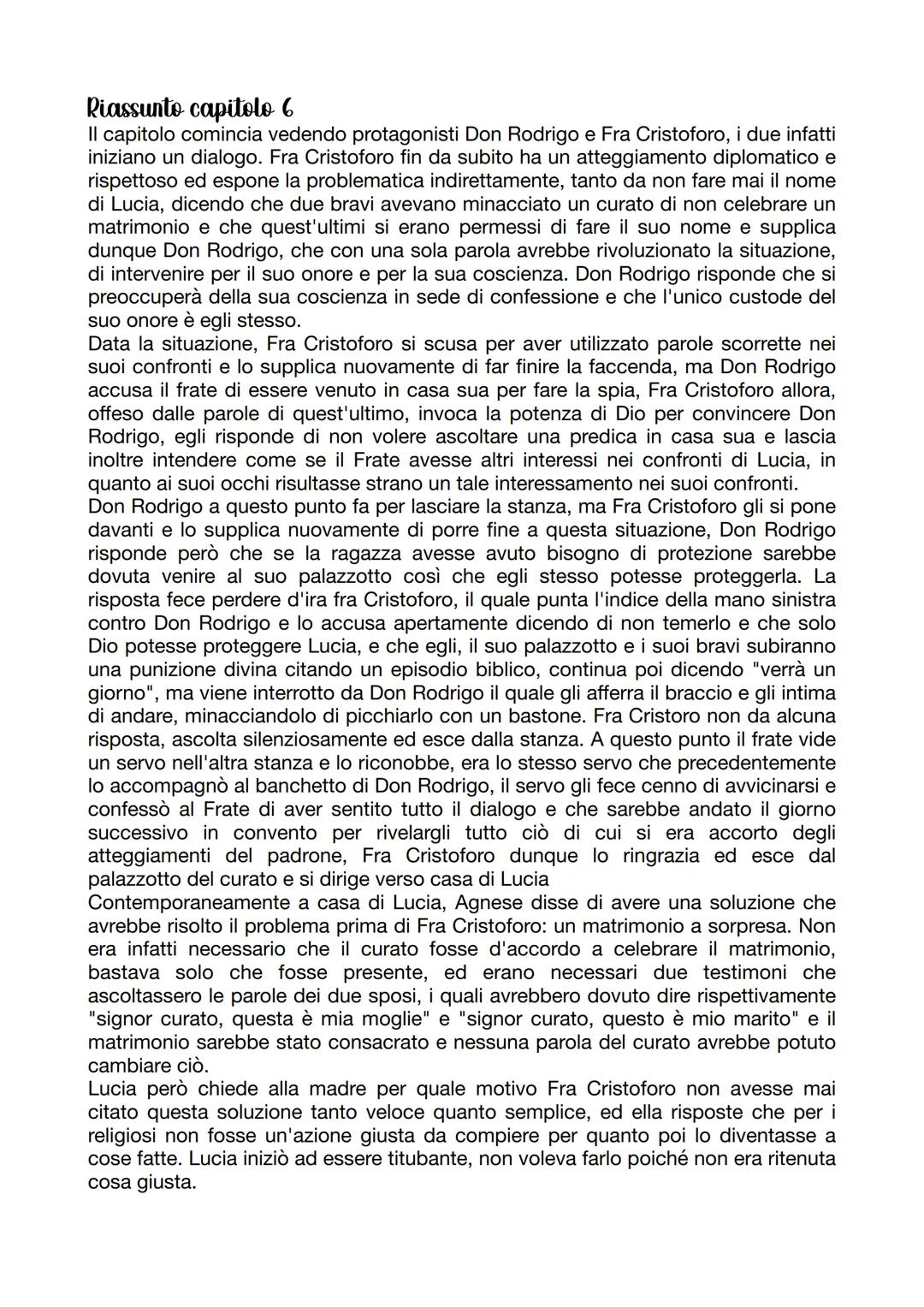 # Riassunto capitolo 6

Il capitolo comincia vedendo protagonisti Don Rodrigo e Fra Cristoforo, i due infatti
iniziano un dialogo. Fra Crist