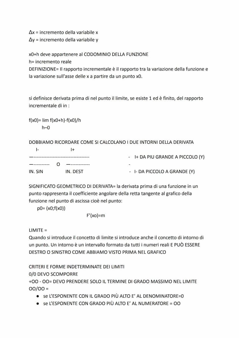 MATEMATICA FORMULE E REGOLE
Modulo 1: Funzione, dominio, codominio, funzioni notevoli
Modulo 2: rapporto incrementale e di derivata, studio 