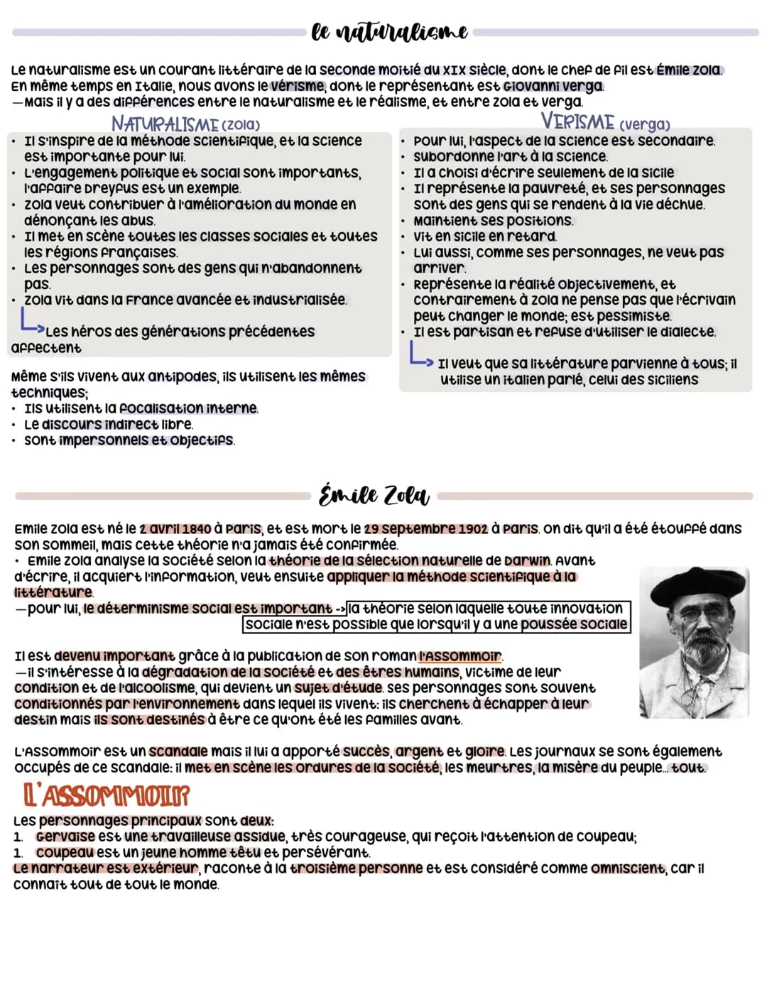 le naturalisme
Le naturalisme est un courant littéraire de la seconde moitié du XIX siècle, dont le chef de fil est Émile Zola
En même temps