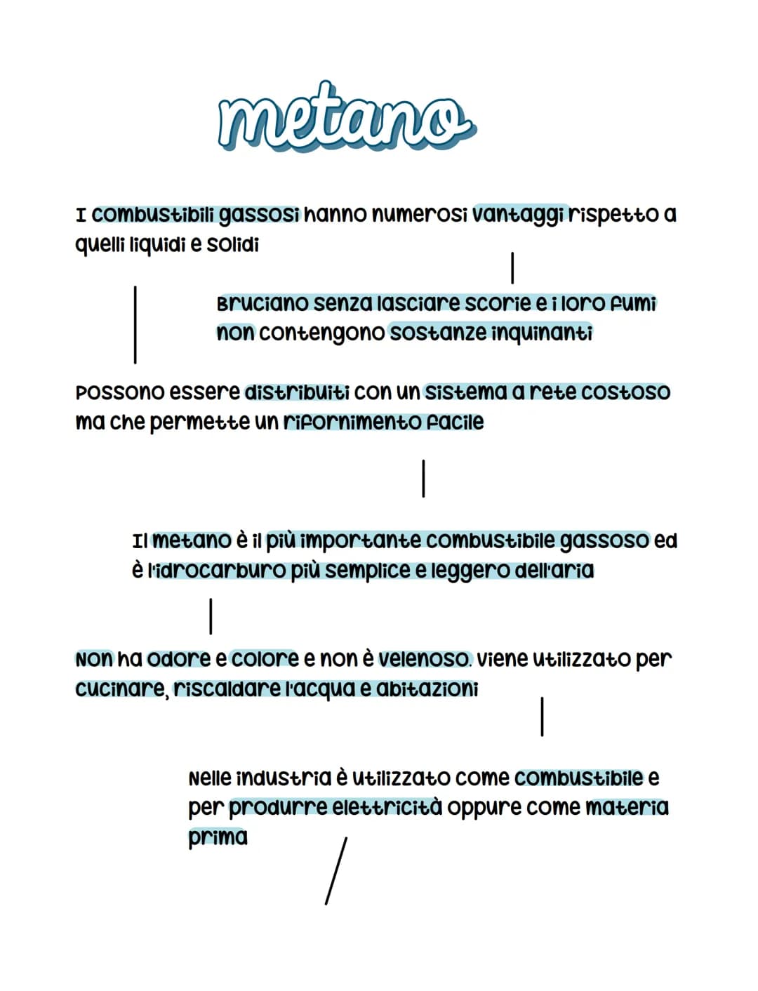 metano
I combustibili gassosi hanno numerosi vantaggi rispetto a
quelli liquidi e solidi
1
Bruciano senza lasciare scorie e i loro fumi
non 