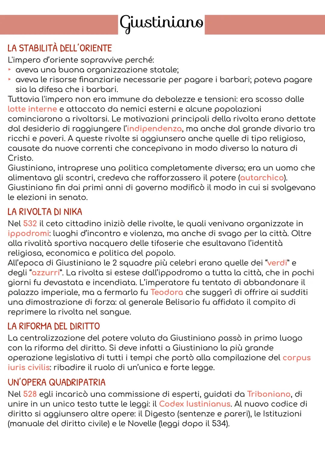 Giustiniano
LA STABILITÀ DELL'ORIENTE
L'impero d'oriente sopravvive perché:
aveva una buona organizzazione statale;
► aveva le risorse finan