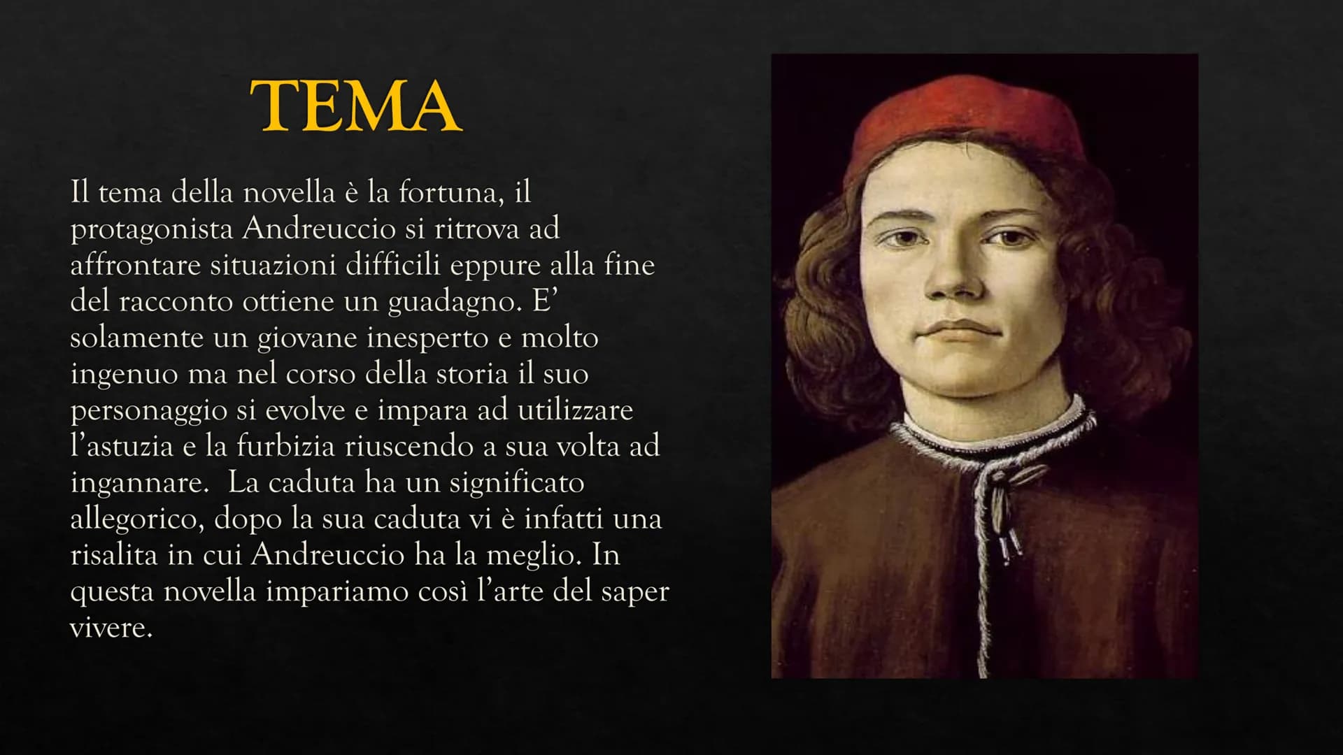 ANDREUCCIO DA
PERUGIA
244
Giovanni Boccaccio Giovanni Boccaccio
Nasce a Certaldo nel 1313.
Nel 1327 si trasferì col padre a Napoli e frequen