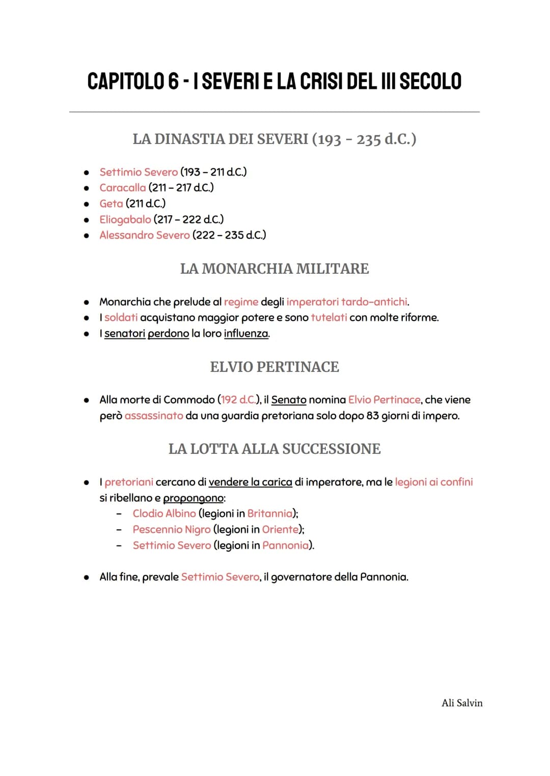 CAPITOLO 6-I SEVERI E LA CRISI DEL III SECOLO
●
LA DINASTIA DEI SEVERI (193 - 235 d.C.)
● Caracalla (211-217 d.C.)
Settimio Severo (193 - 21