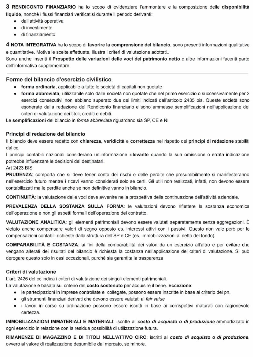 IL BILANCIO D'ESERCIZIO
Bilancio d'esercizio → stato patrimoniale, conto economico, nota integrativa, rendiconto finanziario.
Viene redatto 