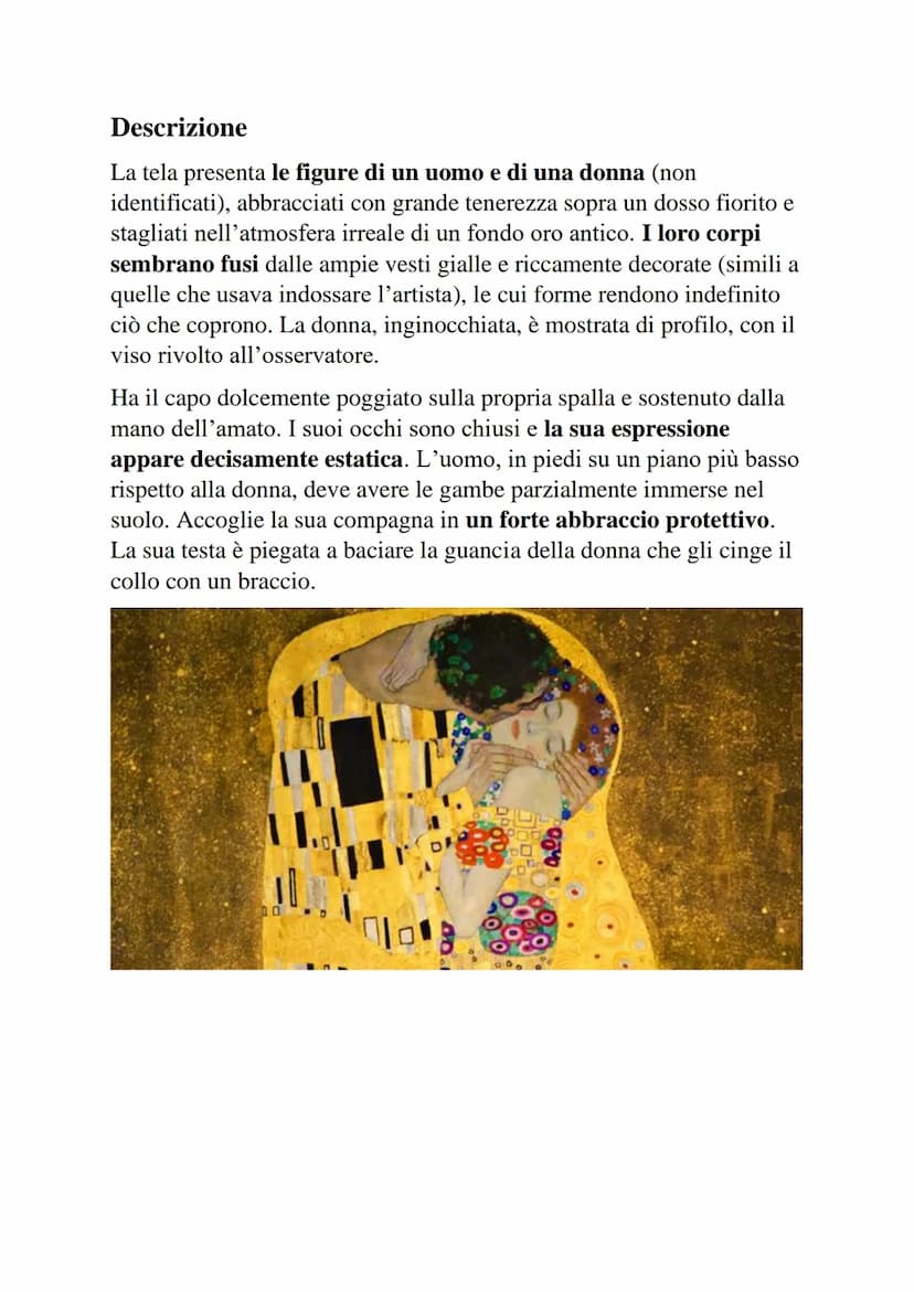 Gustav Klimt
Il Bacio
Realizzato nel 1908, Il bacio fu dipinto cinque anni dopo il viaggio in
Italia dell'artista. La visita di Ravenna, avv