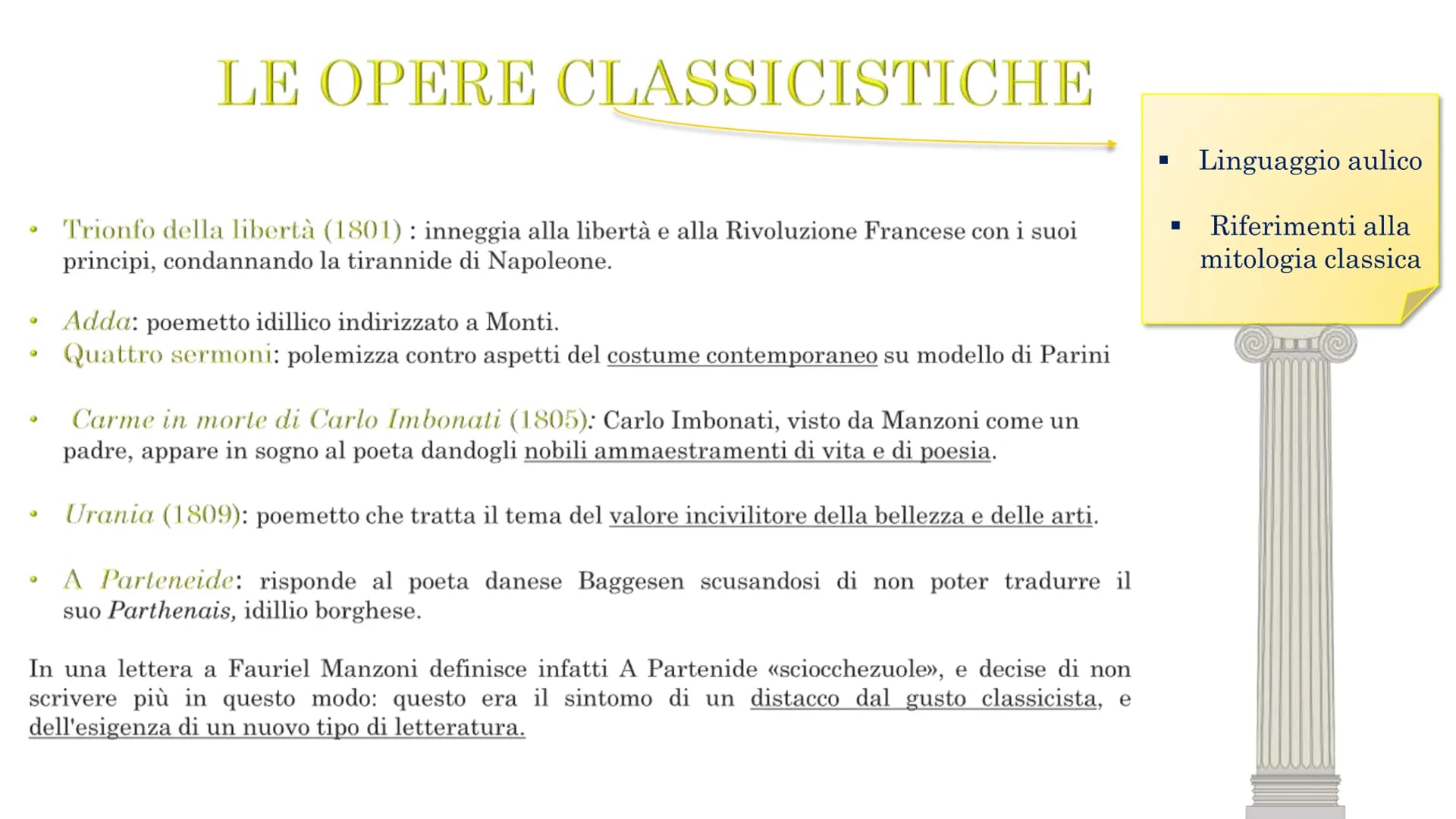 ALESSANDRO
MANZONI LA VITA
Nasce a Milano nel 1785 da
Giulia Beccaria
- figlia dell'illuminista
Cesare Beccaria
Si separò dal marito dopo
po