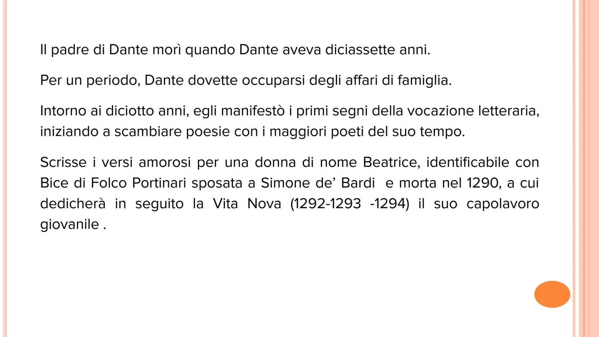 # DANTE ALIGHIERI (LA VITA DAL LIBRO DI
# TESTO TRECCANI)

Dante alighieri nacque a Firenze tra
il maggio e il giugno 1265. Rimasto
orfano d