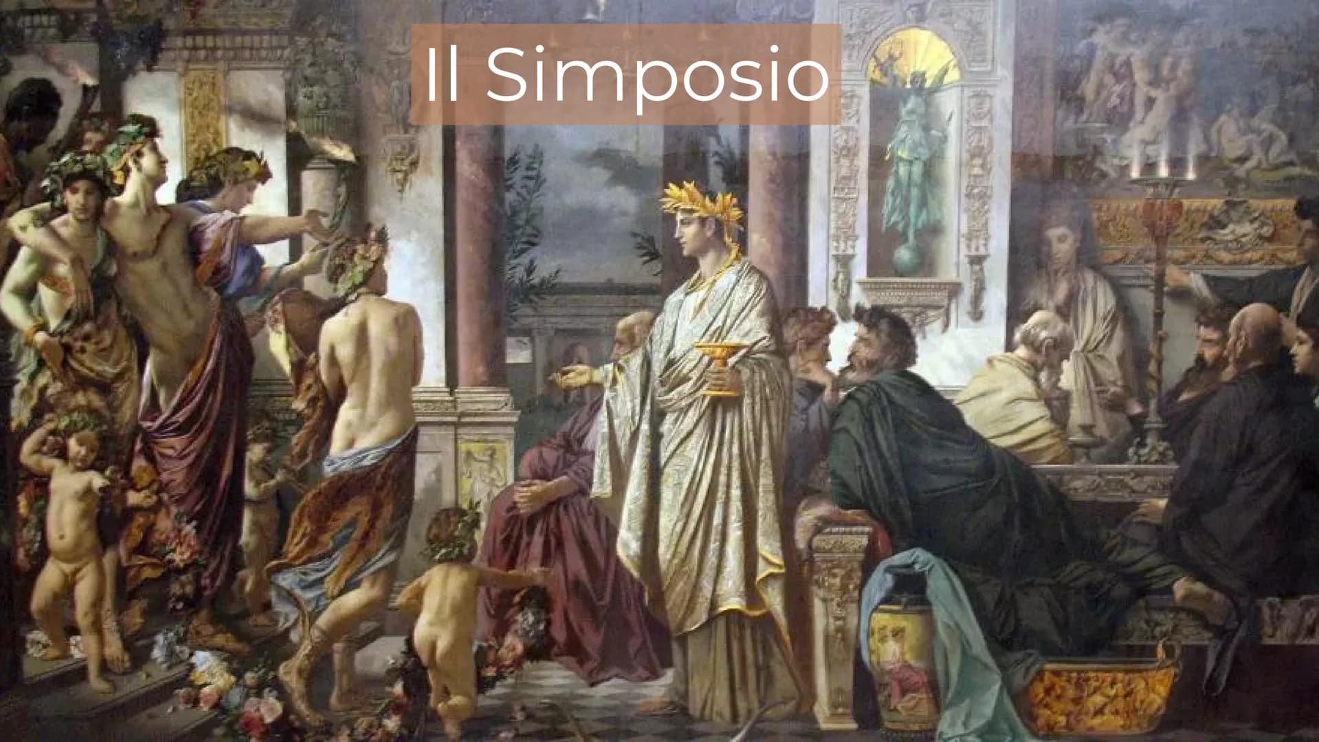 Il Simposio
SA INTRODUZIONE
Il Simposio è uno dei dialoghi più famosi
di Platone e fa parte degli scritti della sua
maturità.
Il titolo evoc