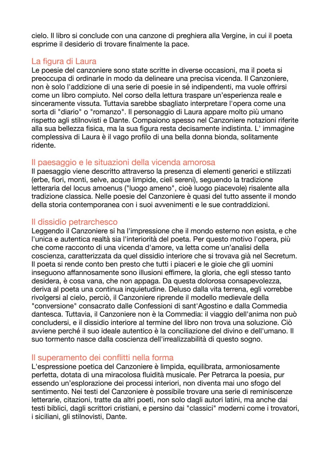 Canzoniere
Il canzoniere Petrarca e il volgare
Petrarca credeva che la sua fama derivasse dalle opere latine, non dal suo
capolavoro. Egli r