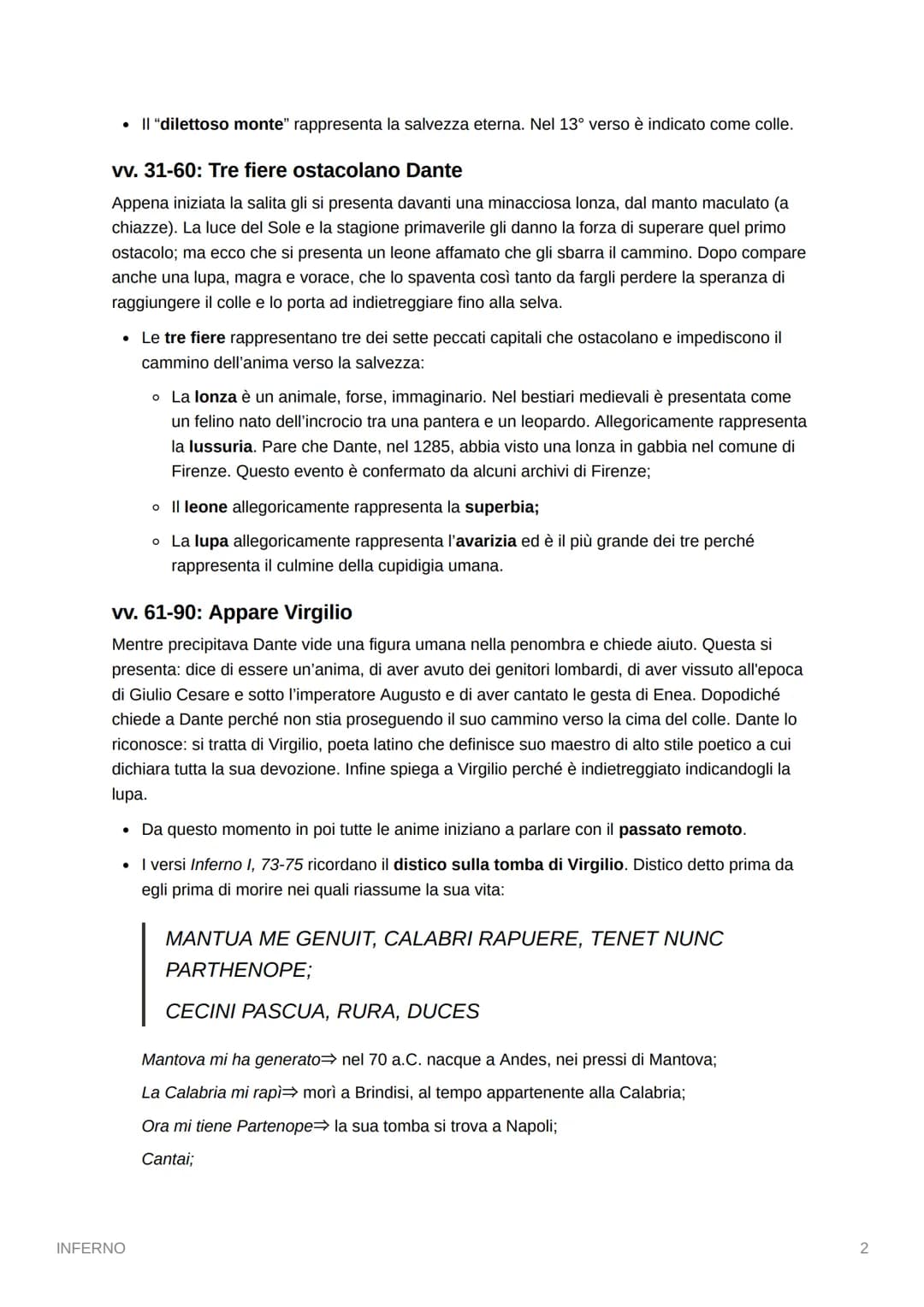 INFERNO
CANTO I
È il canto introduttivo dove Dante ci racconta il suo viaggio: fa da proemio.
vv. 1-30: Dante si smarrisce nella selva oscur