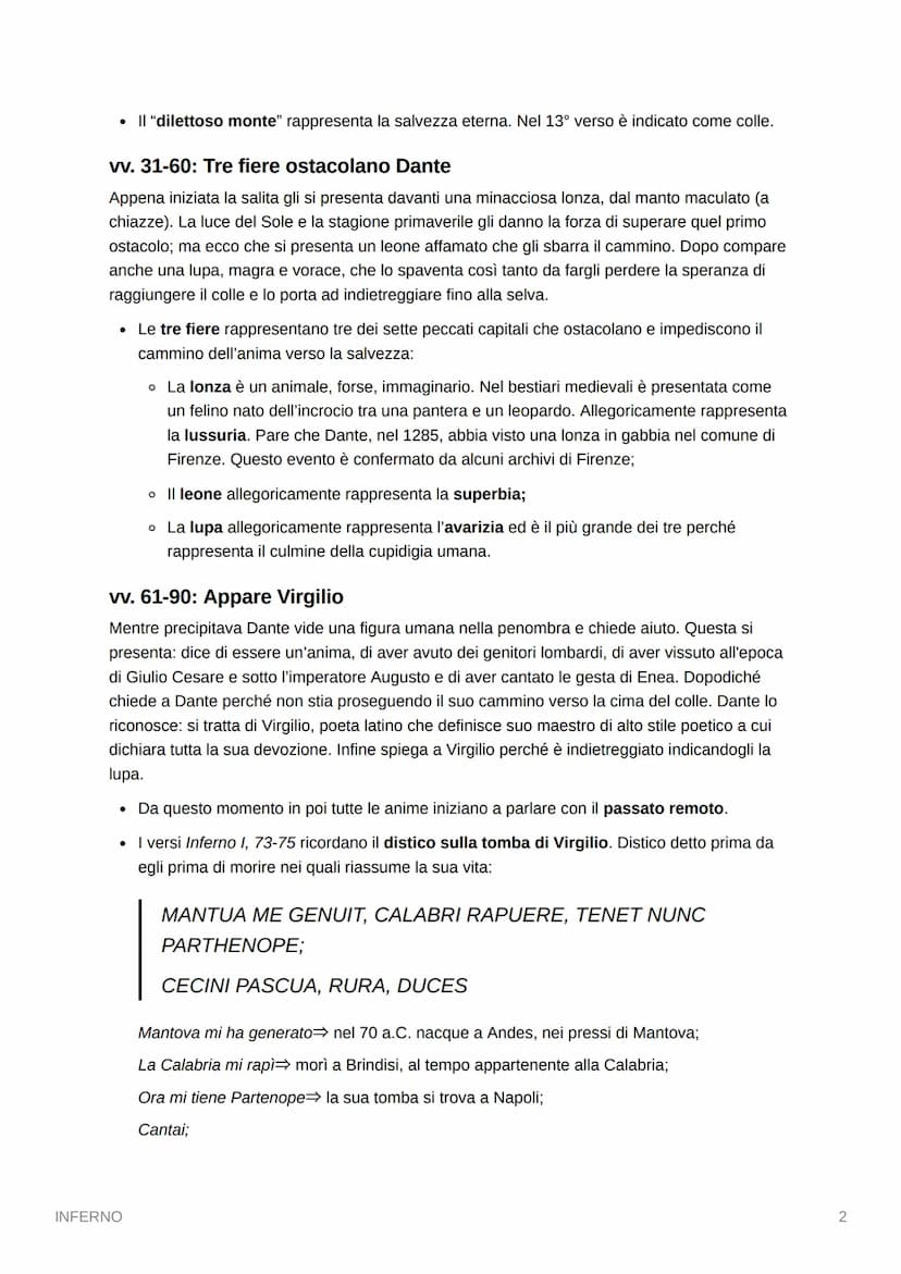 INFERNO
CANTO I
È il canto introduttivo dove Dante ci racconta il suo viaggio: fa da proemio.
vv. 1-30: Dante si smarrisce nella selva oscur