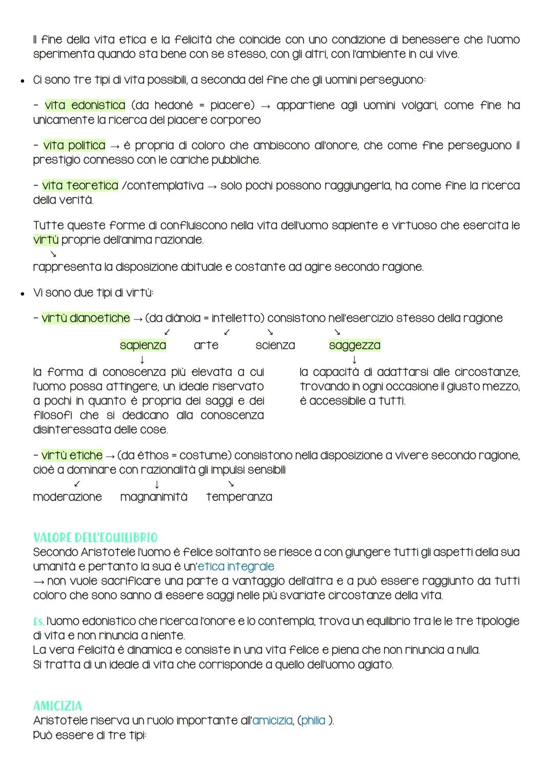 Aristotele
Etica
• Etica → scienza pratica che si occupa del comportamento dei singoli individui.
Il suo oggetto fondamentale è la ricerca d