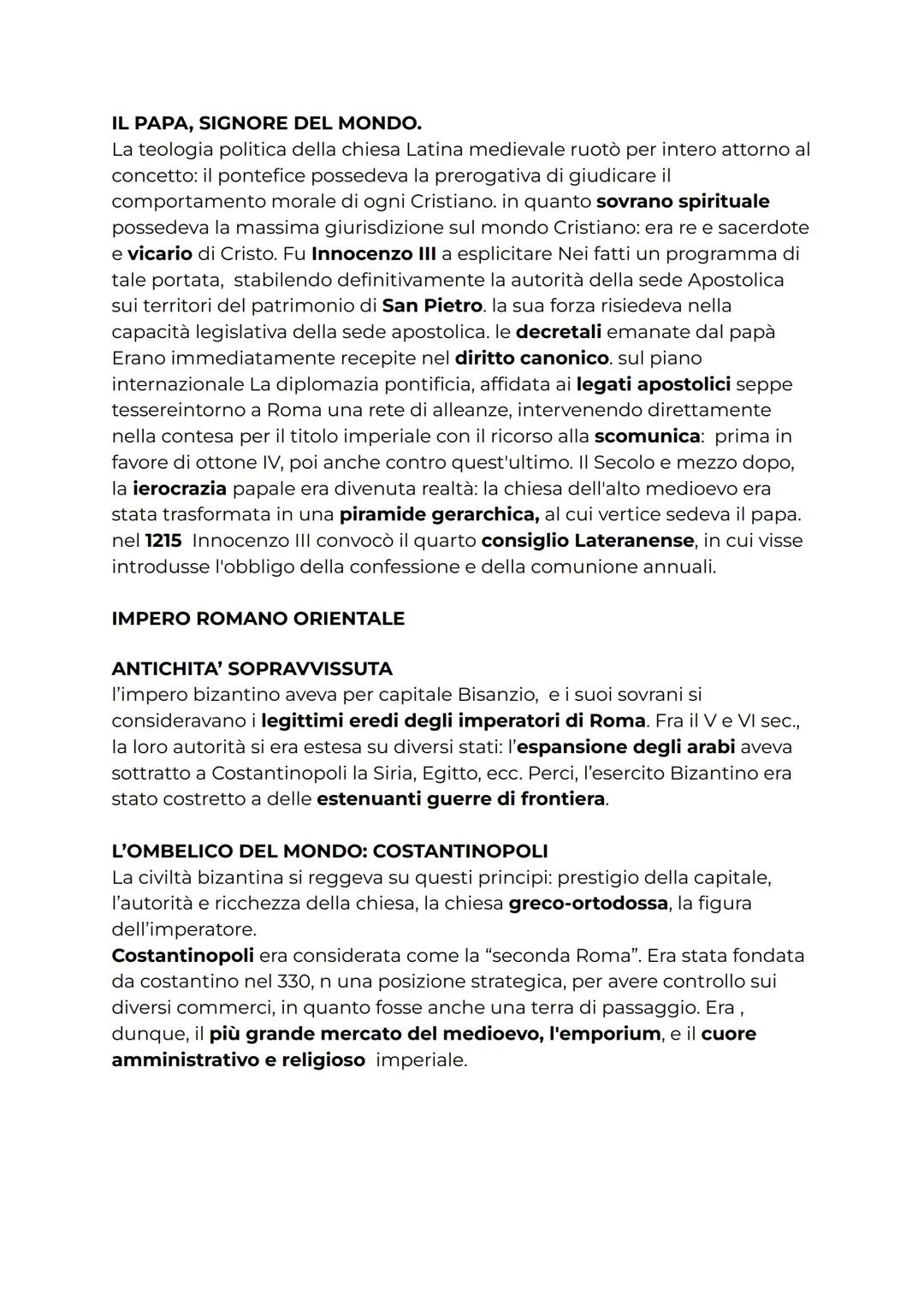 MEDIOEVO
Il termine Medioevo significa “età di mezzo" ed inizia con il crollo dell'impero
romano d'occidente (476 d.C.) e termina nel 1492 c
