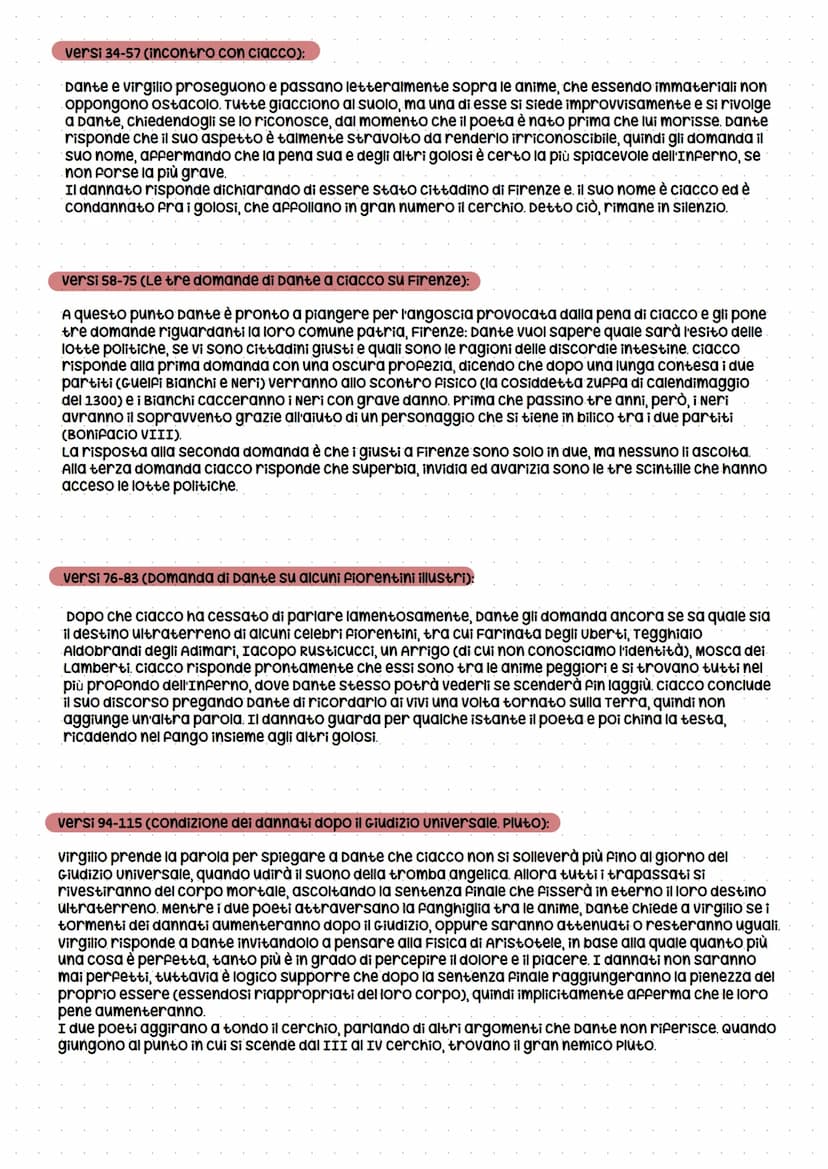 Canto VI, Inferno
1. Introduzione
Il canto VI di ciascuna cantica è di argomento politico, secondo un climax ascendente che va da
Firenze, a