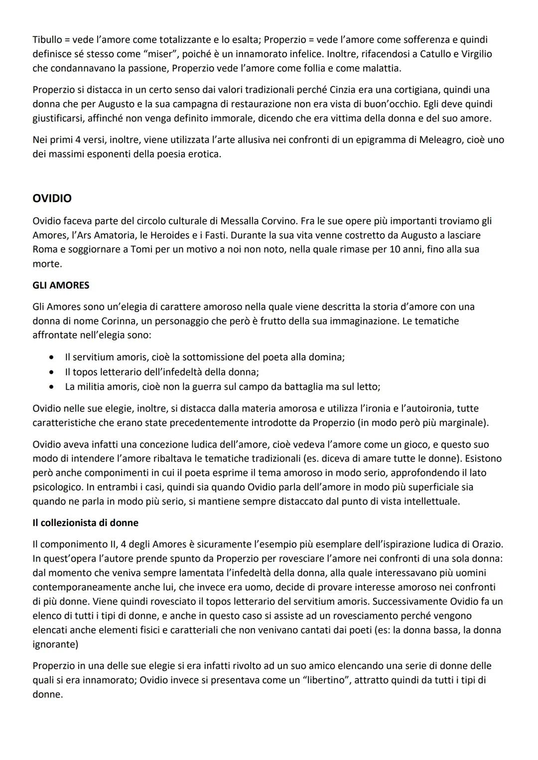 L'ELEGIA
L'elegia è un genere letterario sviluppatosi durante l'età augustea che trattava principalmente tematiche
amorose. Essa presenta un