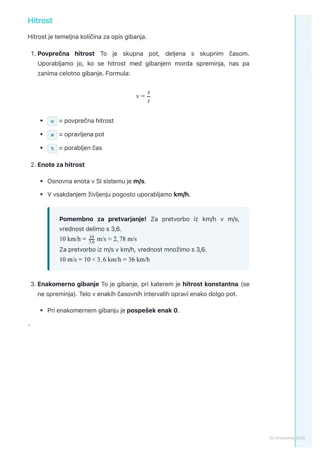 # Hitrost in pospešek

Uvod v hitrost in pospešek

Gibanje je povsod okoli nas od hoje v šolo do vožnje z avtobusom. Da bi
lahko natančno op