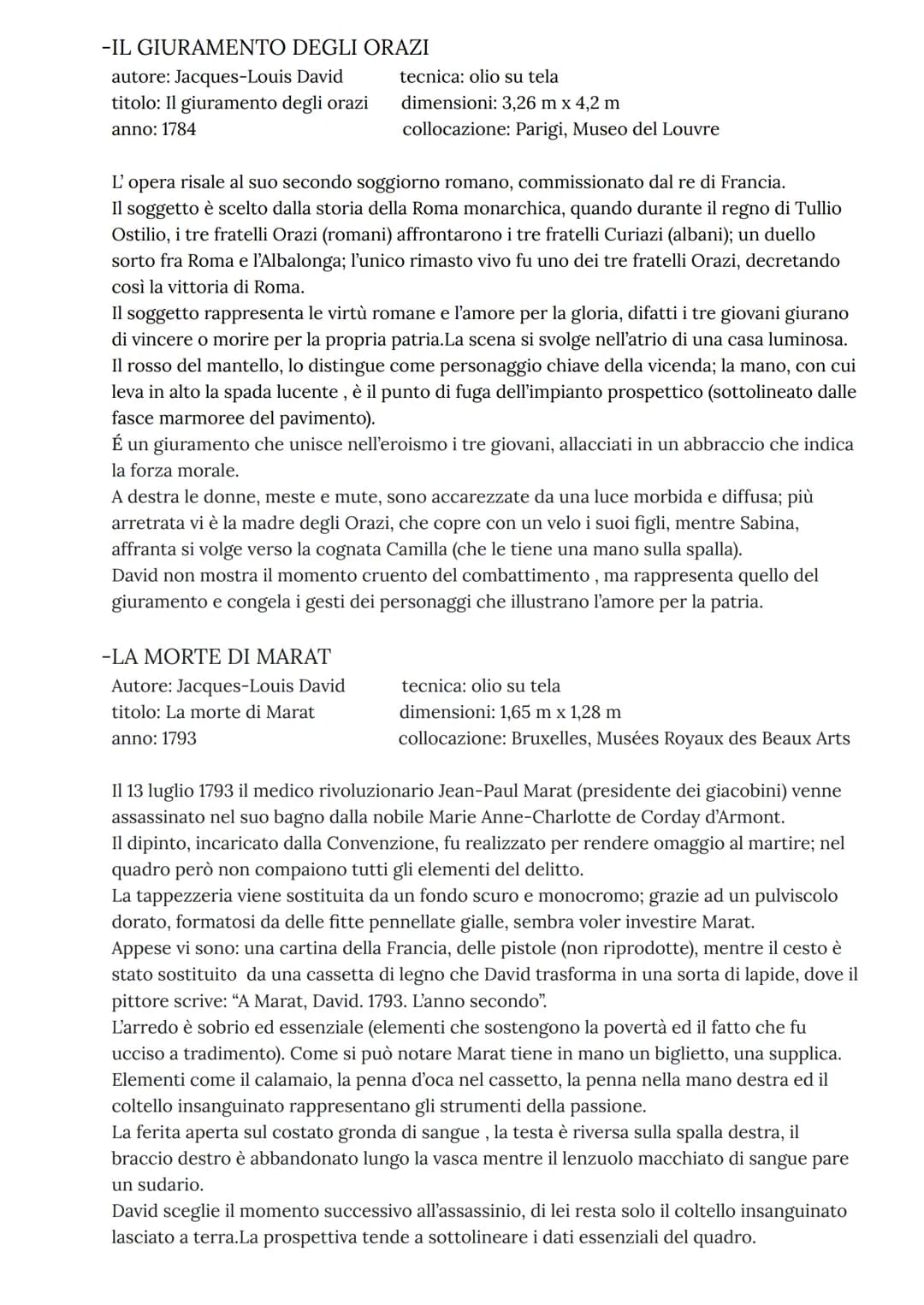 STORIA DELL' ARTE - Esame di Maturità 2023
. NEOCLASSICISMO
Il neoclassicismo fu una corrente artistica e letteraria sorta in Europa tra la

