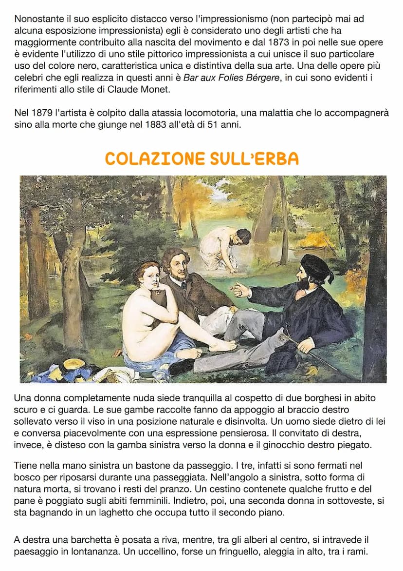 Edouard Manet
Edouard Manet nasce a Parigi il giorno 23 gennaio 1832 ed è stato è stato un pittore
francese considerato il maggiore interpre