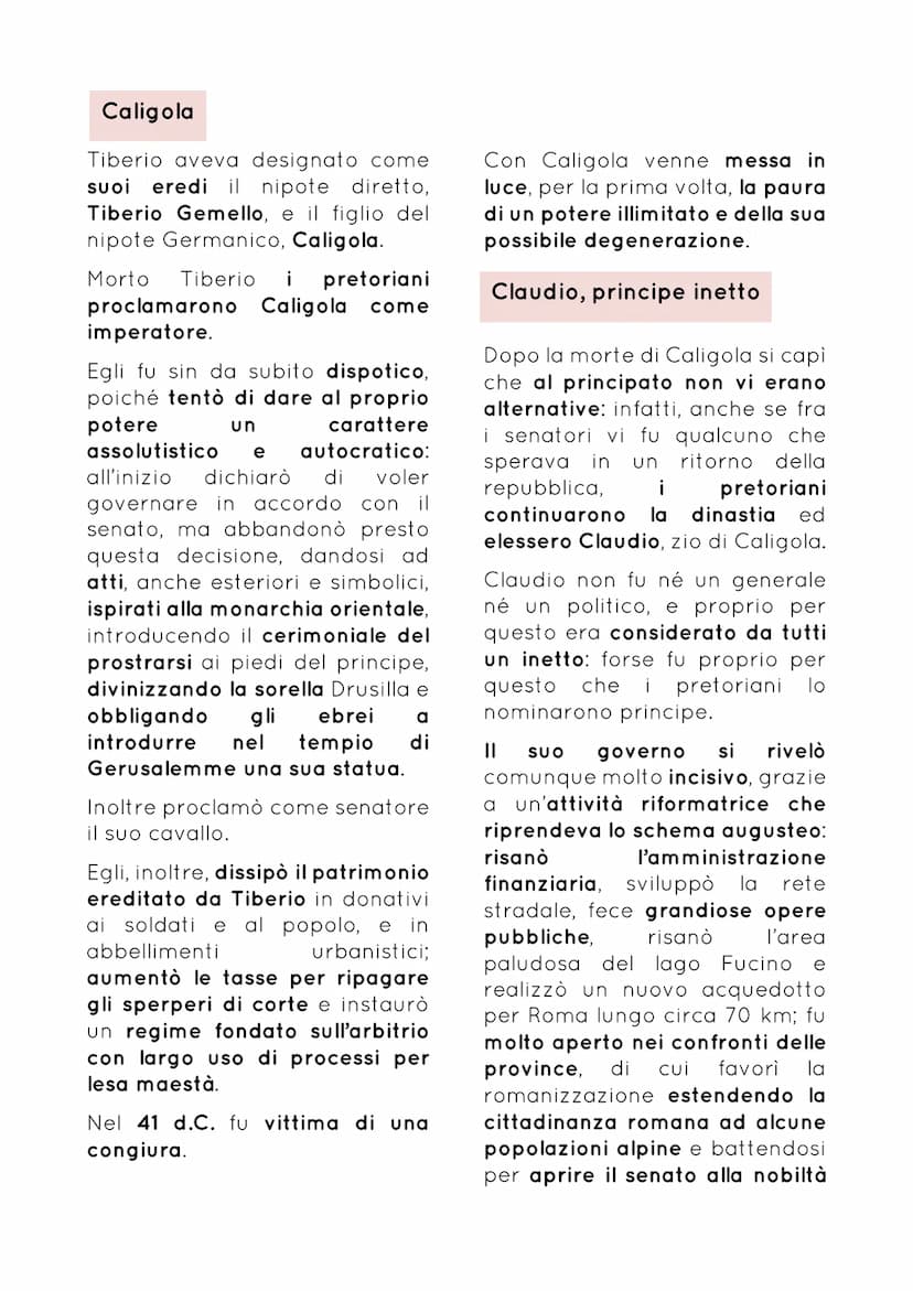 DINASTIE GIULIO-CLAUDIA E FLAVIA
|| problema fondamentale
dell'impero era l'essere una
monarchia non di diritto: questa
fragilità si manifes