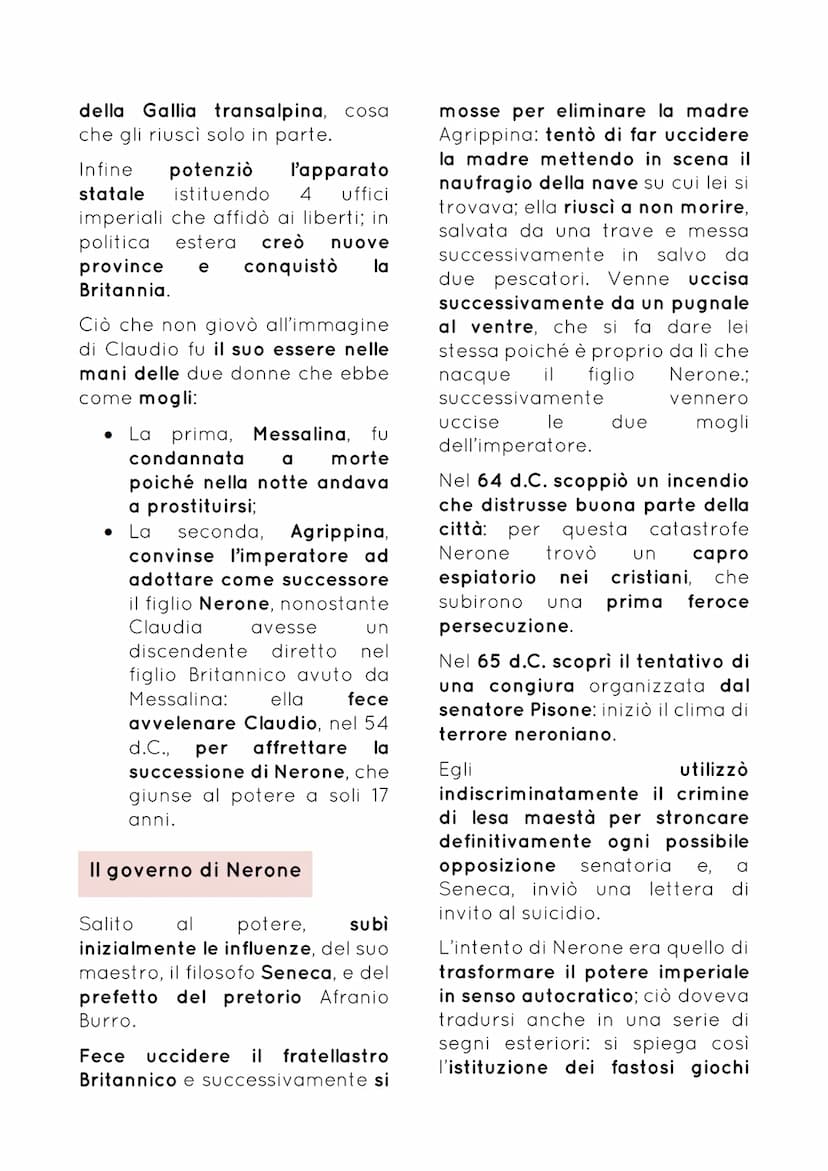 DINASTIE GIULIO-CLAUDIA E FLAVIA
|| problema fondamentale
dell'impero era l'essere una
monarchia non di diritto: questa
fragilità si manifes
