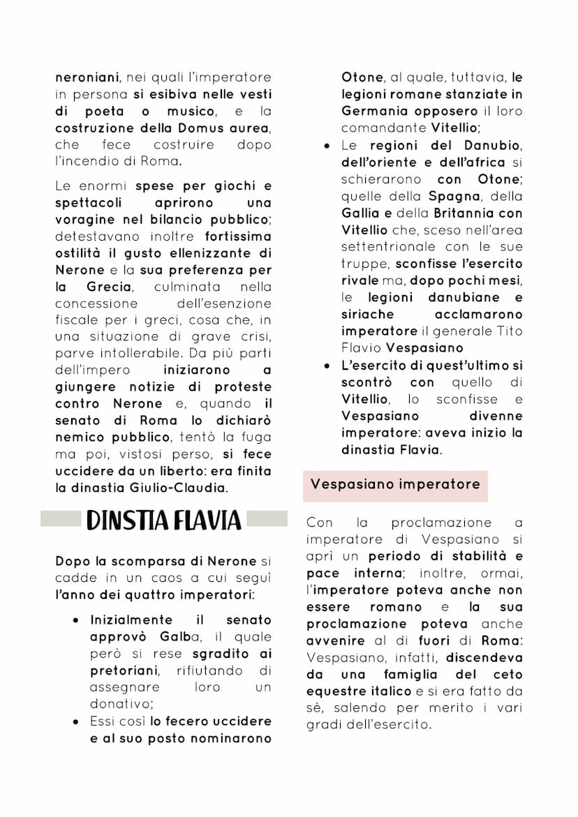 DINASTIE GIULIO-CLAUDIA E FLAVIA
|| problema fondamentale
dell'impero era l'essere una
monarchia non di diritto: questa
fragilità si manifes