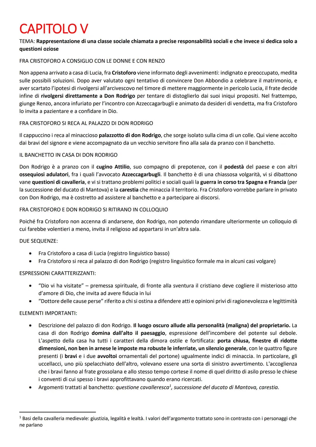 CAPITOLO V
TEMA: Rappresentazione di una classe sociale chiamata a precise responsabilità sociali e che invece si dedica solo a
questioni oz