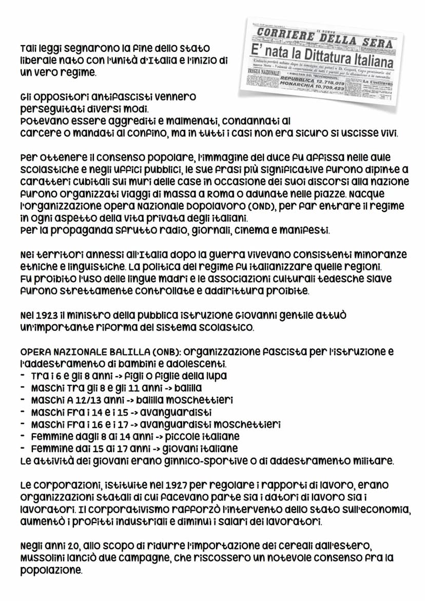 Il fascismo in Italia
1. Il dopoguerra in Italia
L'Italia era uscita vincitrice dalla guerra mondiale, ma apprezzo di gravissime
perdite, si