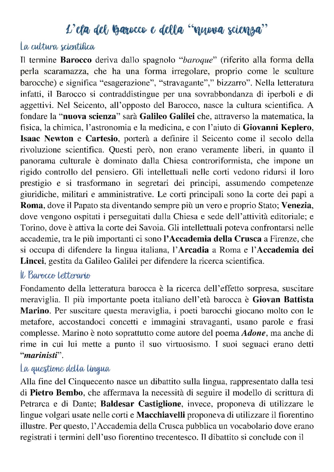 L'età barocca e la "nuova scienza"